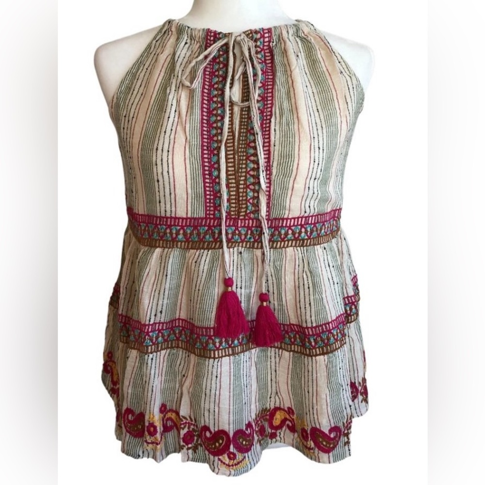 NWT THML Embroidered Boho Tank